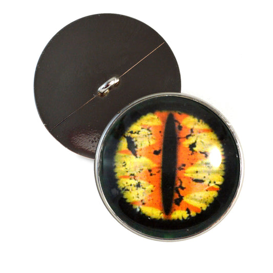 Orange and Yellow Dragon Sew-On Button Glass Eyes