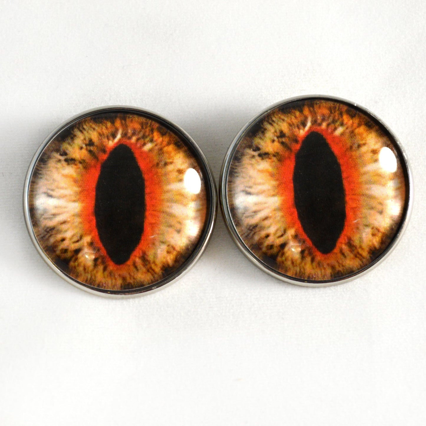 Orange Cat Dragon Sew-On Button Glass Eyes