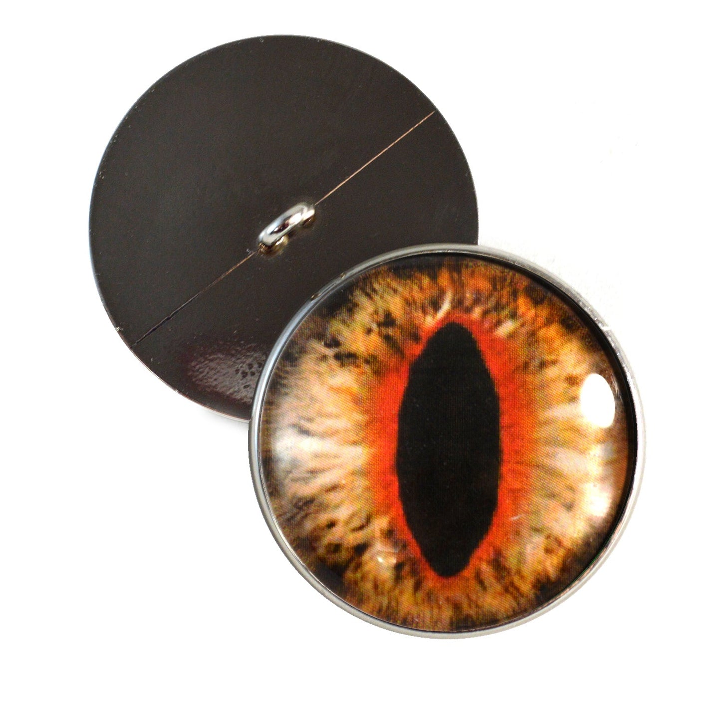 Orange Cat Dragon Sew-On Button Glass Eyes