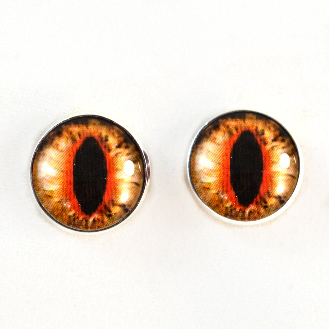 Orange Cat Dragon Sew-On Button Glass Eyes