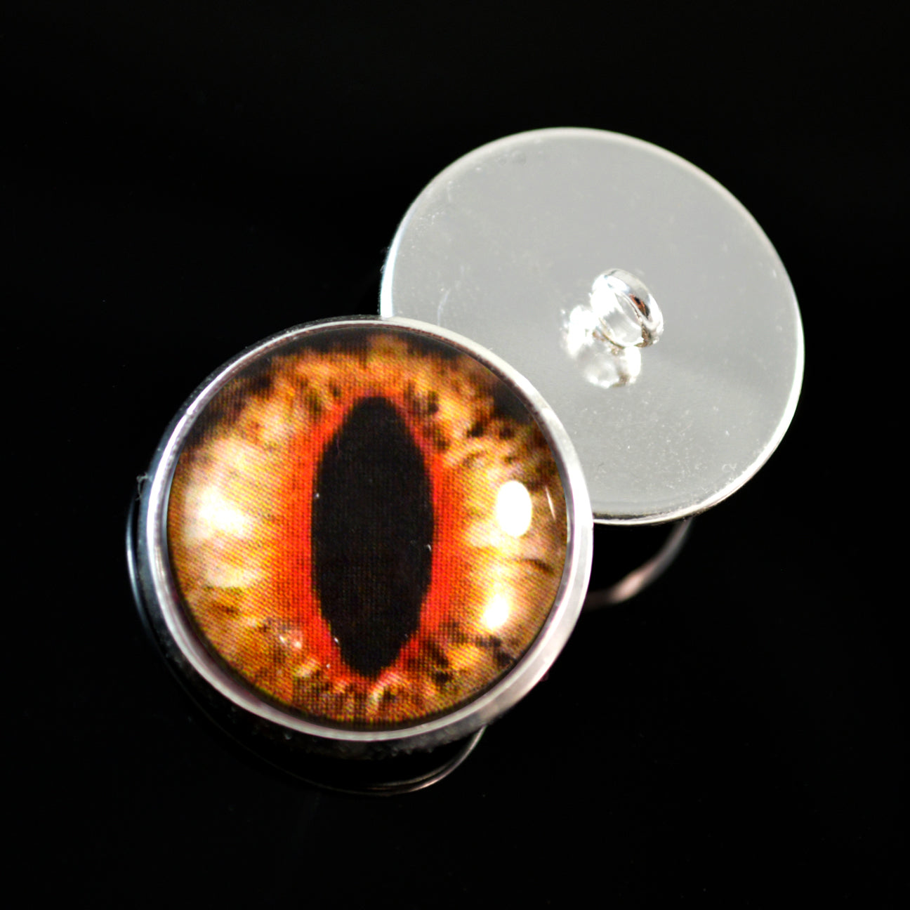 Orange Cat Dragon Sew-On Button Glass Eyes