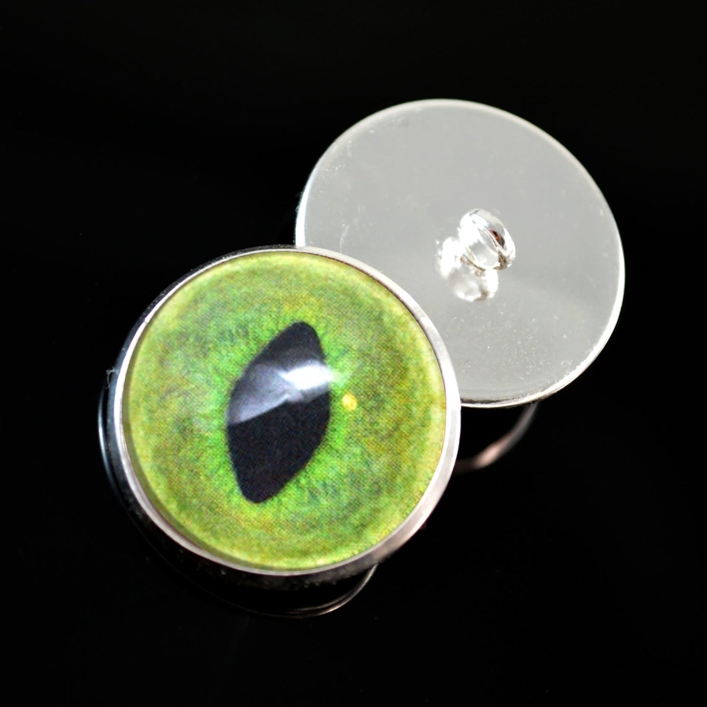 Pale Green Cat Sew-On Button Glass Eyes