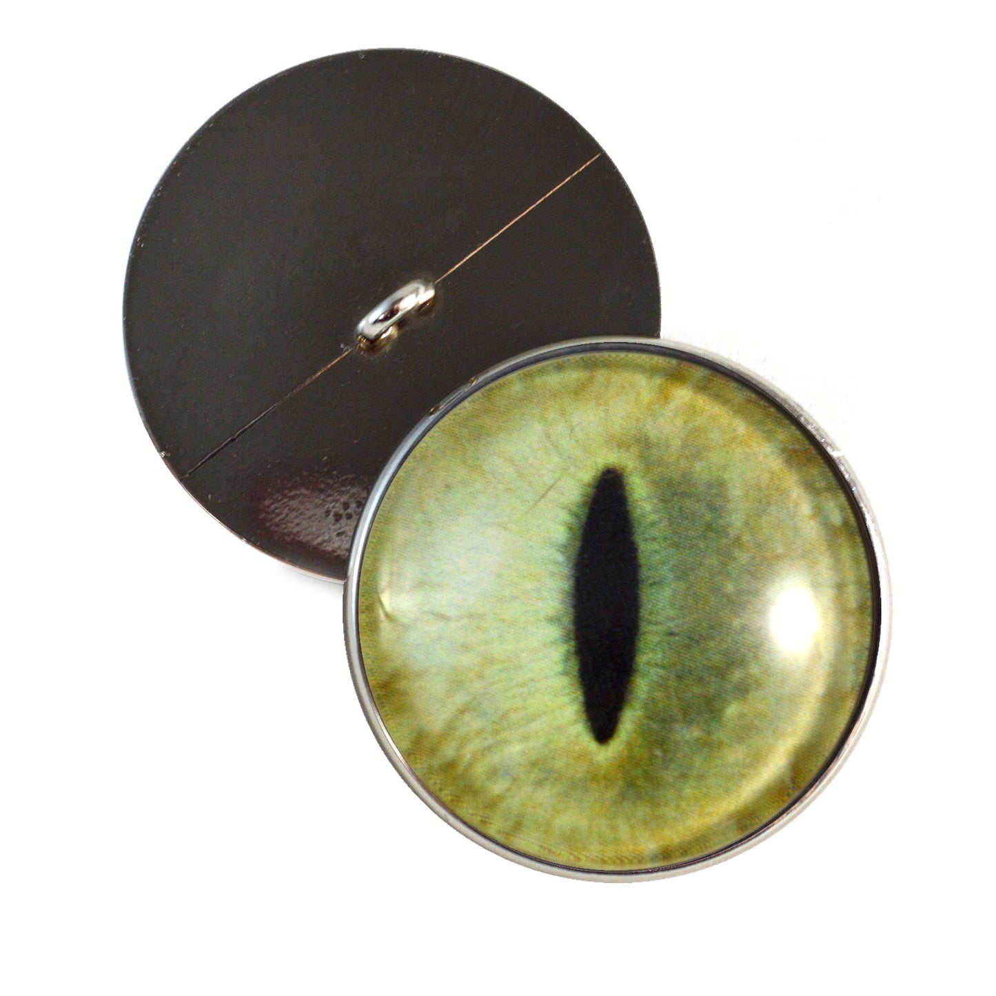 Pale Yellow Cat Sew-On Button Glass Eyes