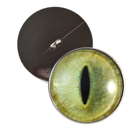 Pale Yellow Cat Sew-On Button Glass Eyes