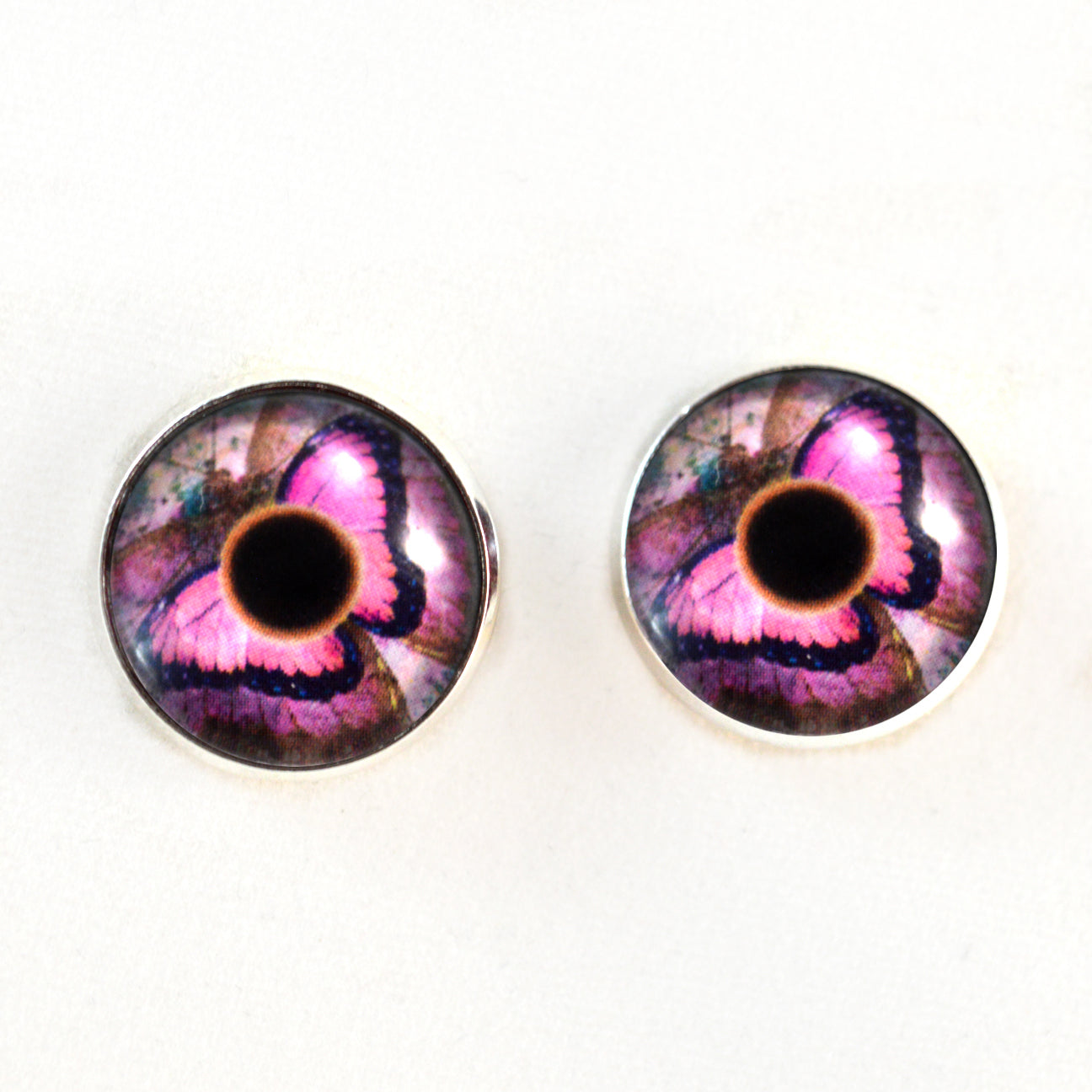 Pink Butterfly Sew-On Button Glass Eyes