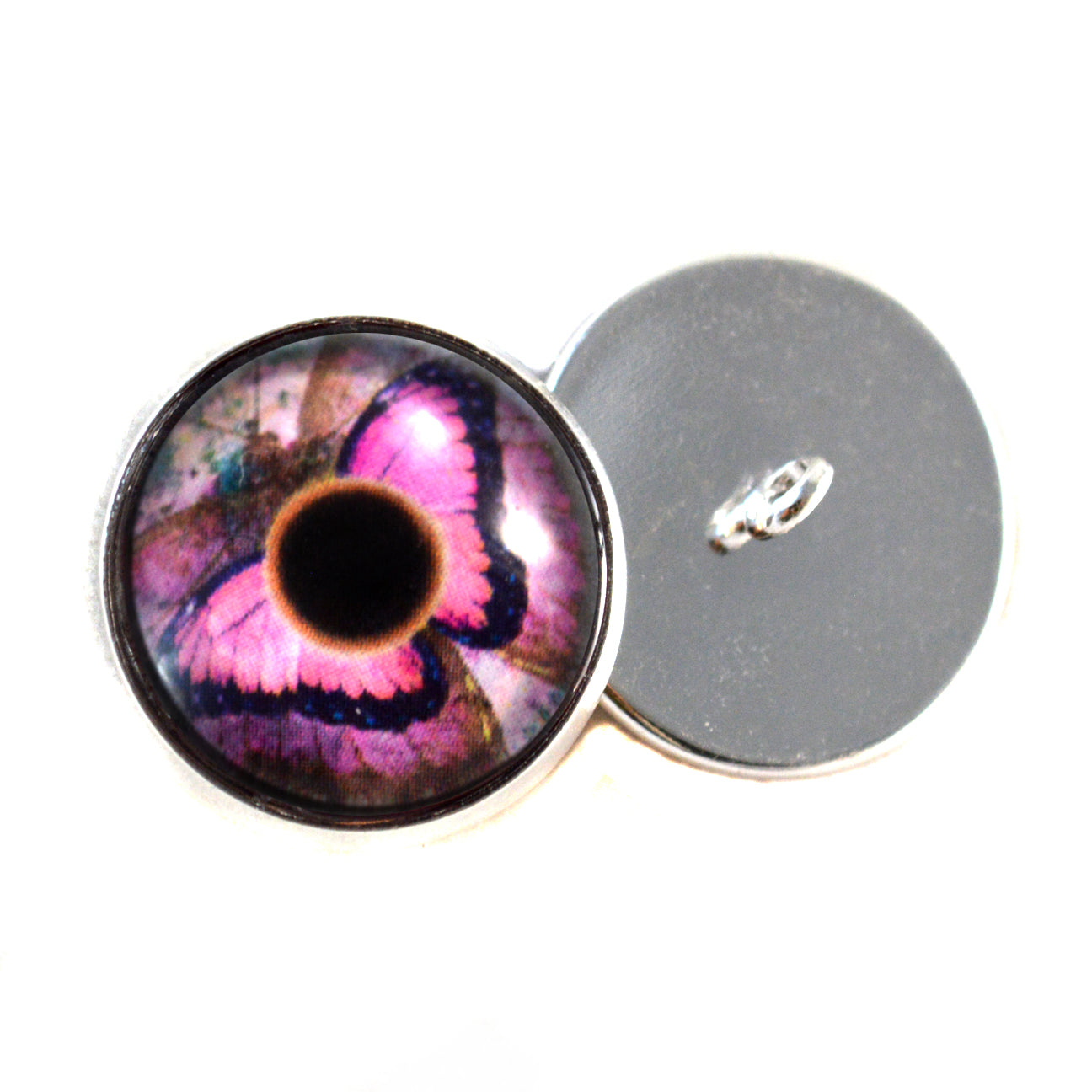 Pink Butterfly Sew-On Button Glass Eyes