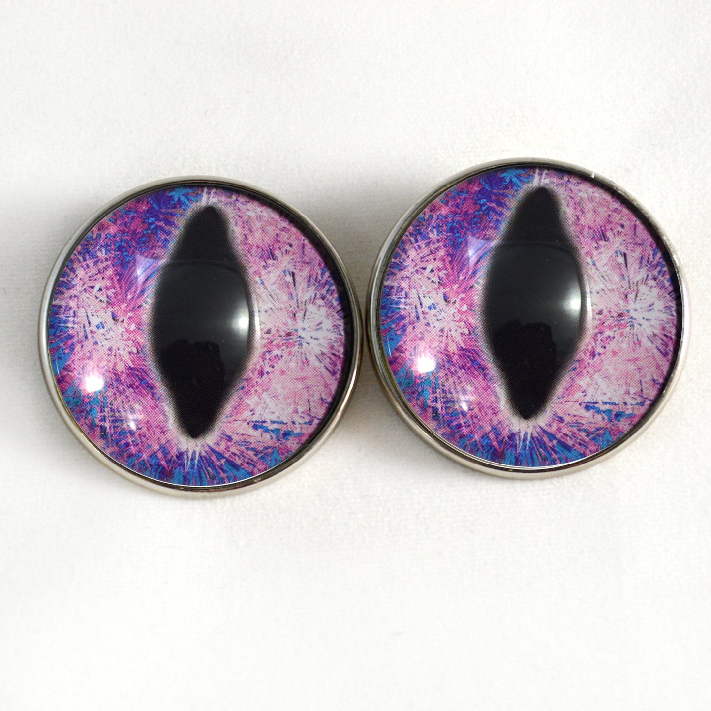 Sparkling Pink Dragon Sew-On Button Glass Eyes