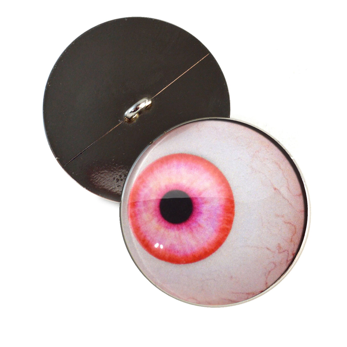 Side Glance Pink Albino Sew-On Button Glass Eyes