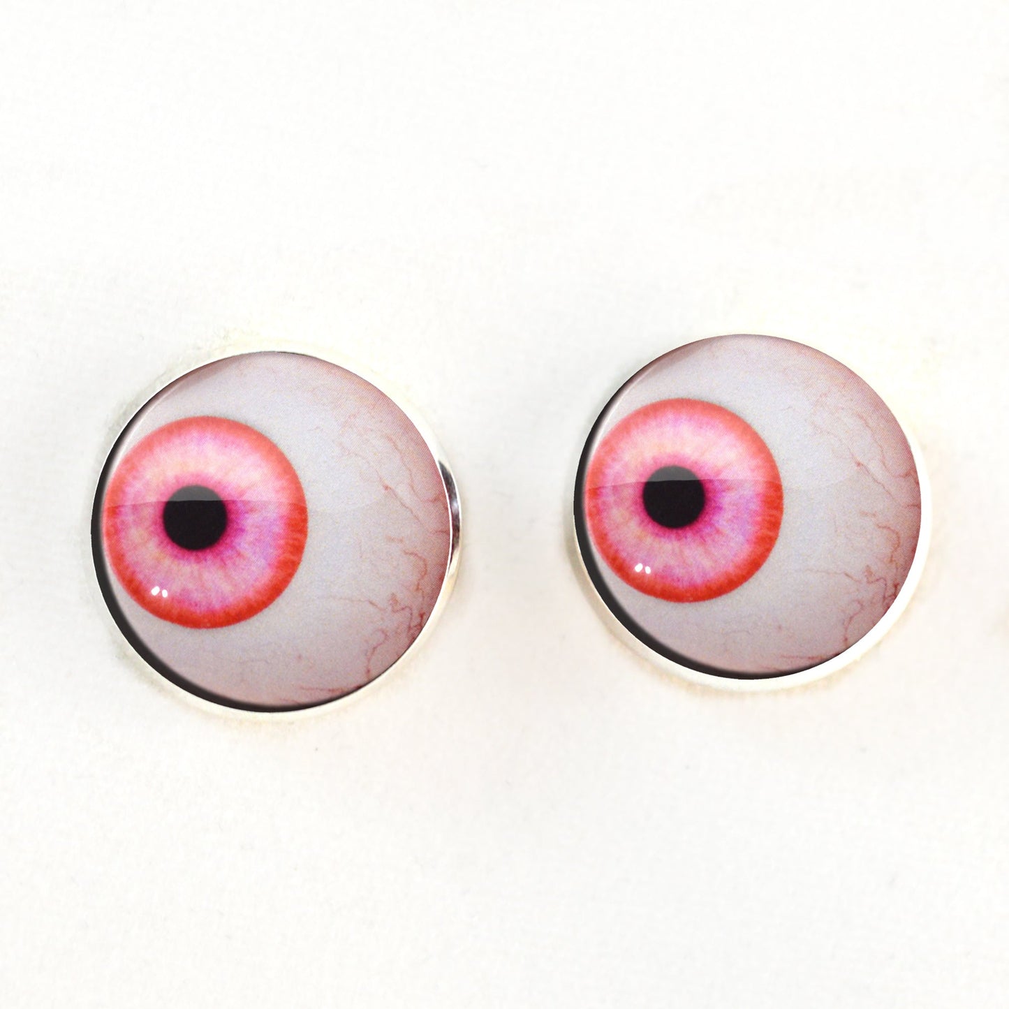 Side Glance Pink Albino Sew-On Button Glass Eyes