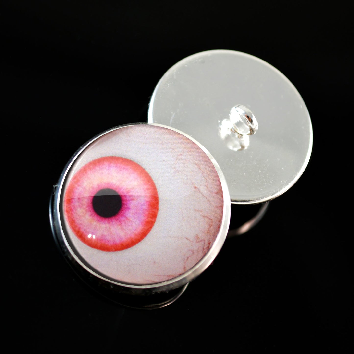 Side Glance Pink Albino Sew-On Button Glass Eyes
