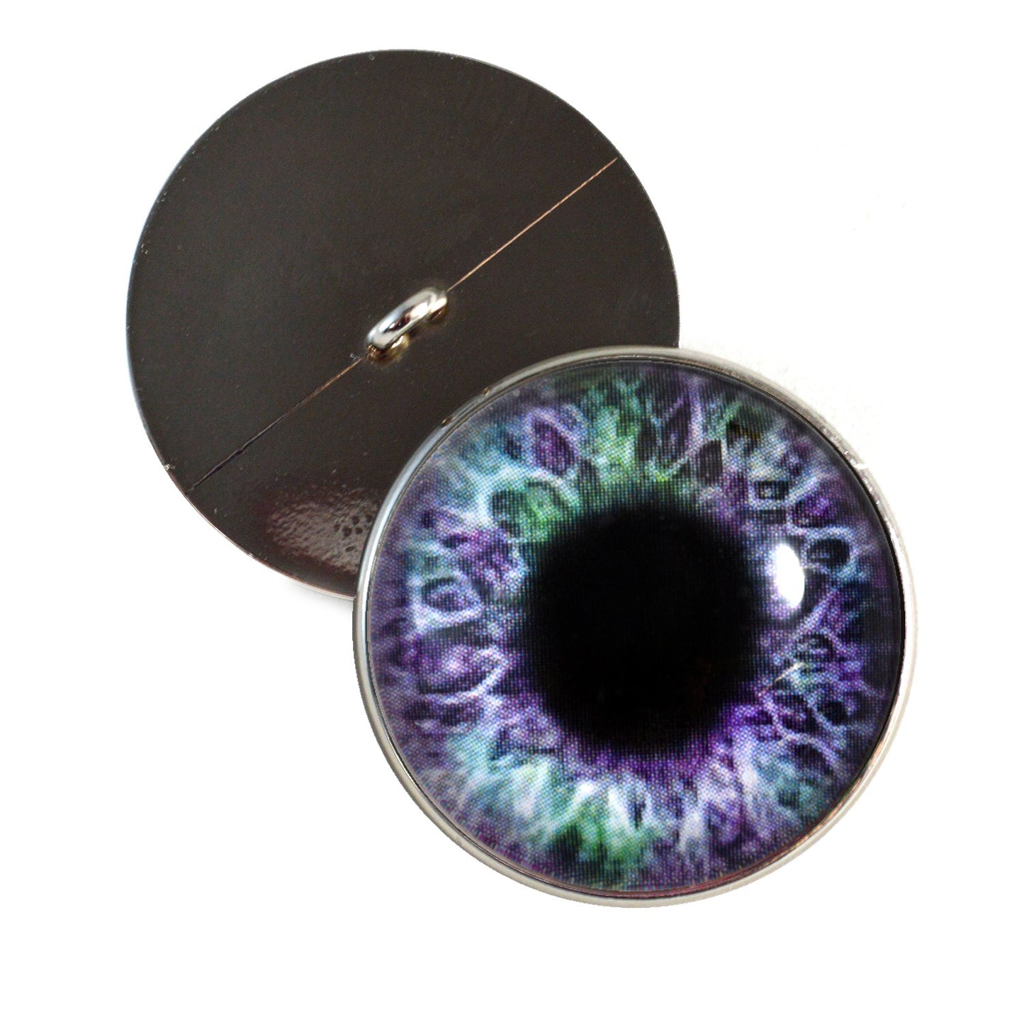 Purple and Green Human Inspired Sew-On Button Glass Eyes