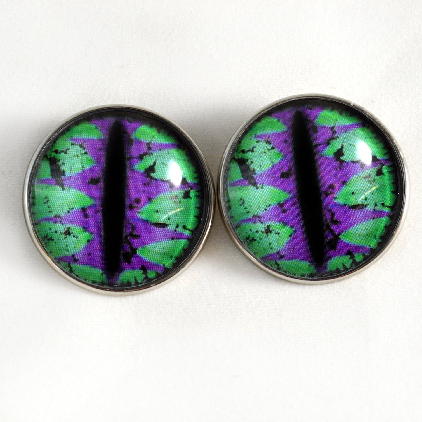 Purple and Teal Green Dragon Sew-On Button Glass Eyes