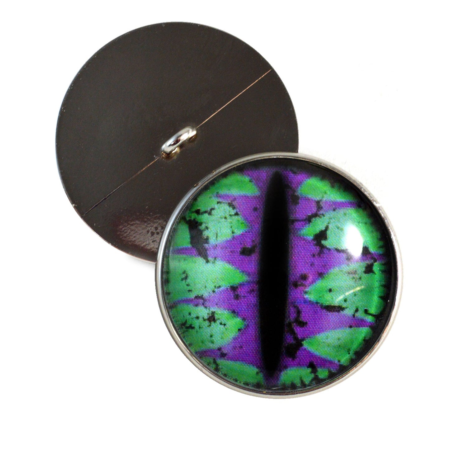 Purple and Teal Green Dragon Sew-On Button Glass Eyes