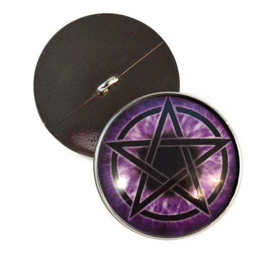 Purple Pentacle Witch Sew-On Button Glass Eyes