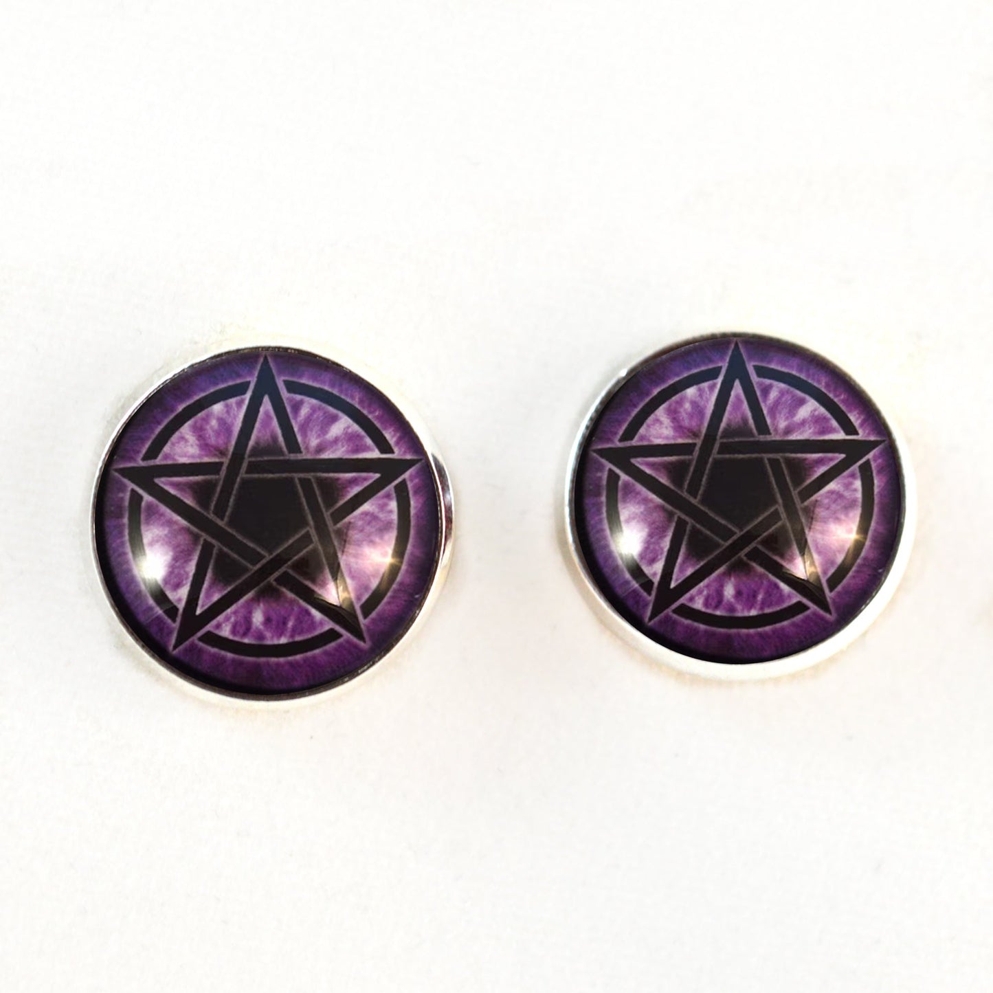 Purple Pentacle Witch Sew-On Button Glass Eyes