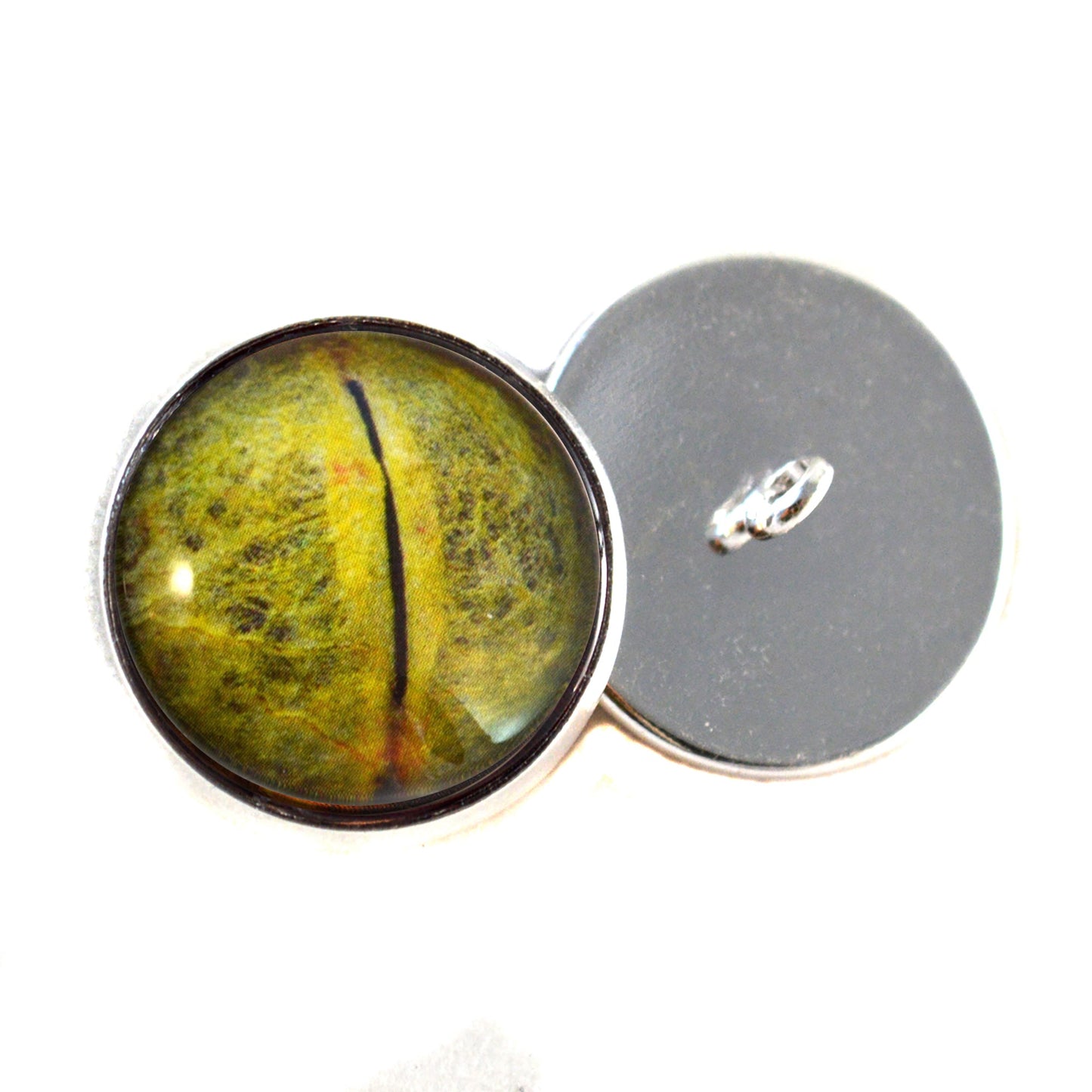 Green Python Snake Reptile Sew-On Button Glass Eyes