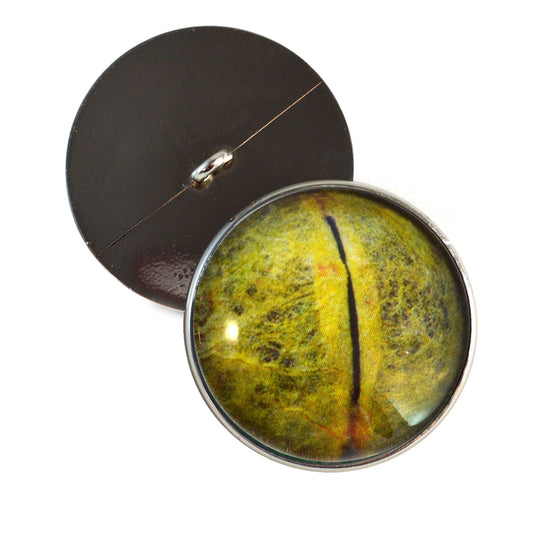 Green Python Snake Reptile Sew-On Button Glass Eyes