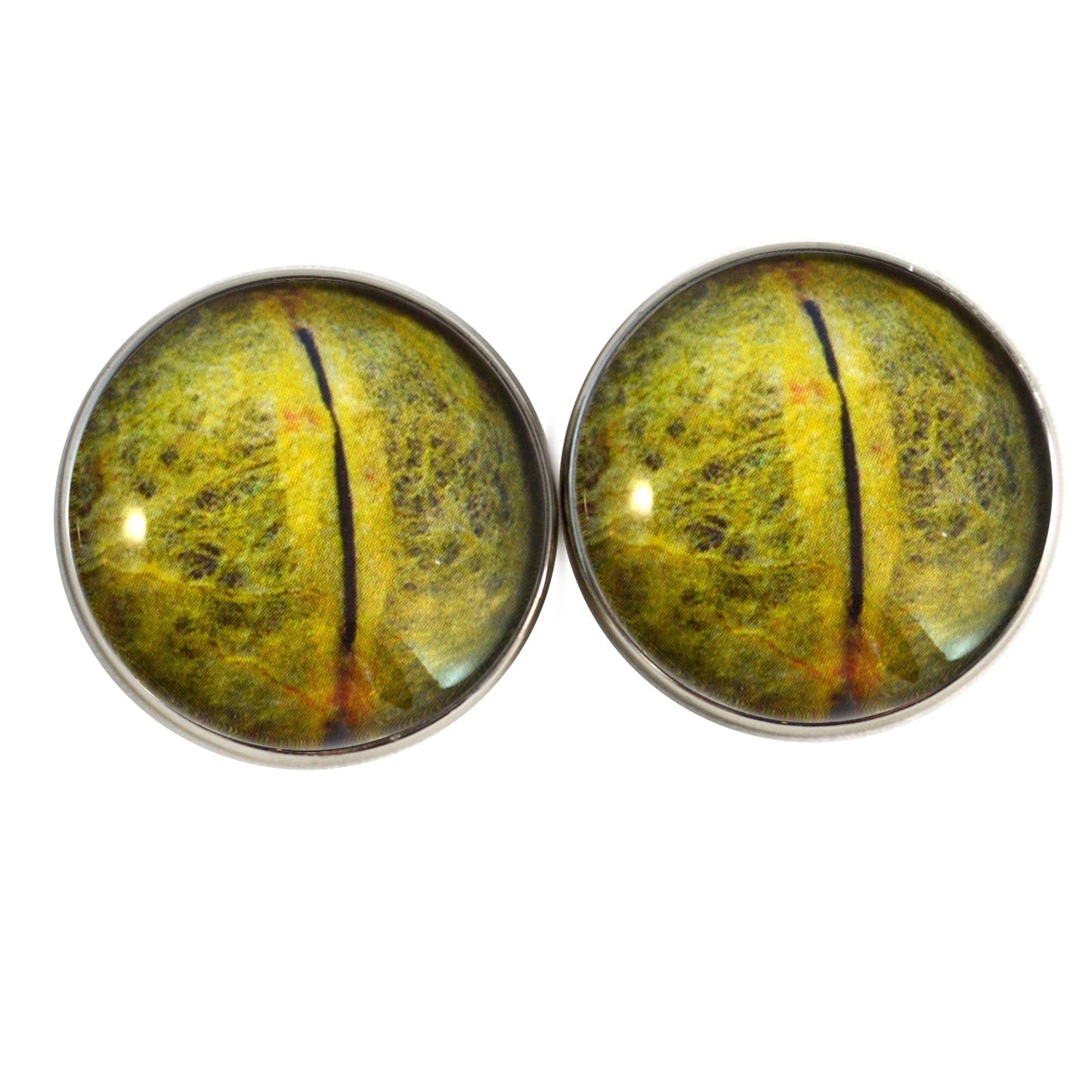 Green Python Snake Reptile Sew-On Button Glass Eyes