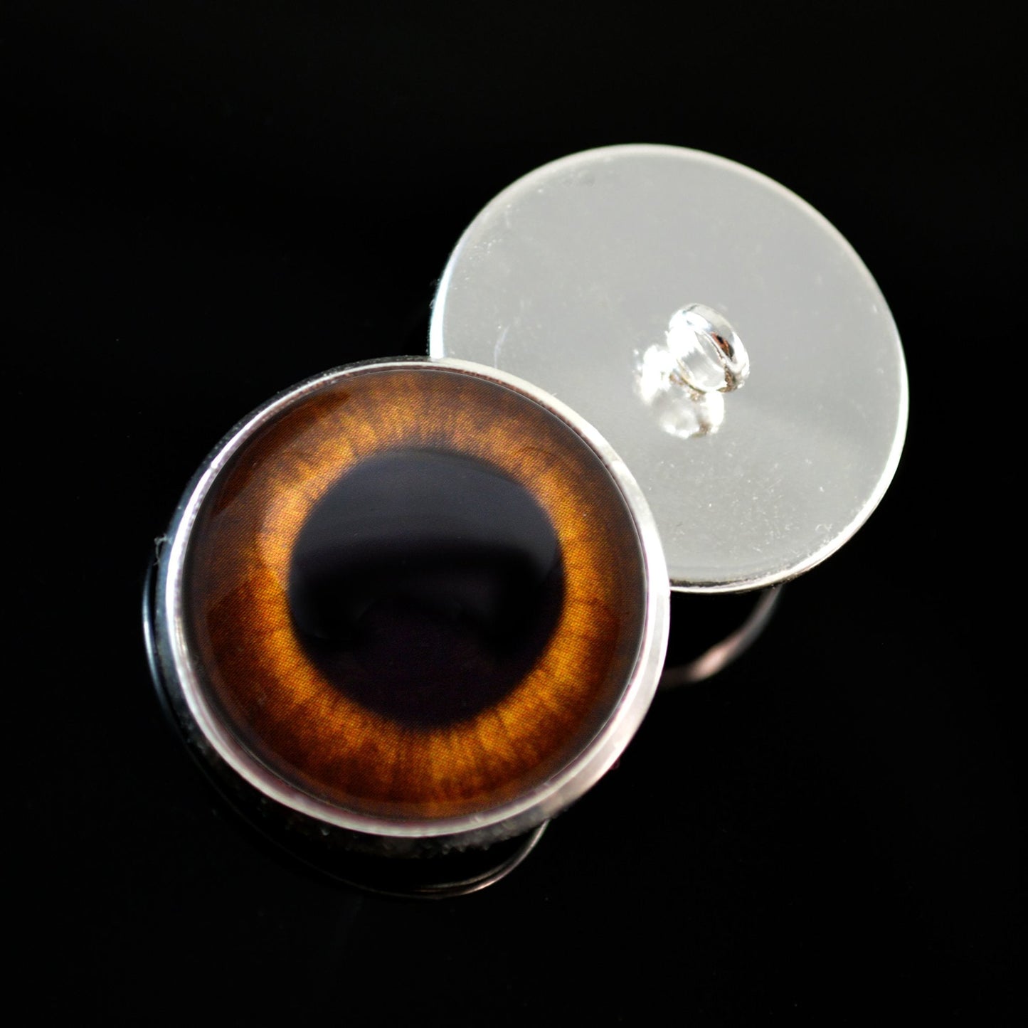 Brown Rabbit Hare Sew-On Button Glass Eyes