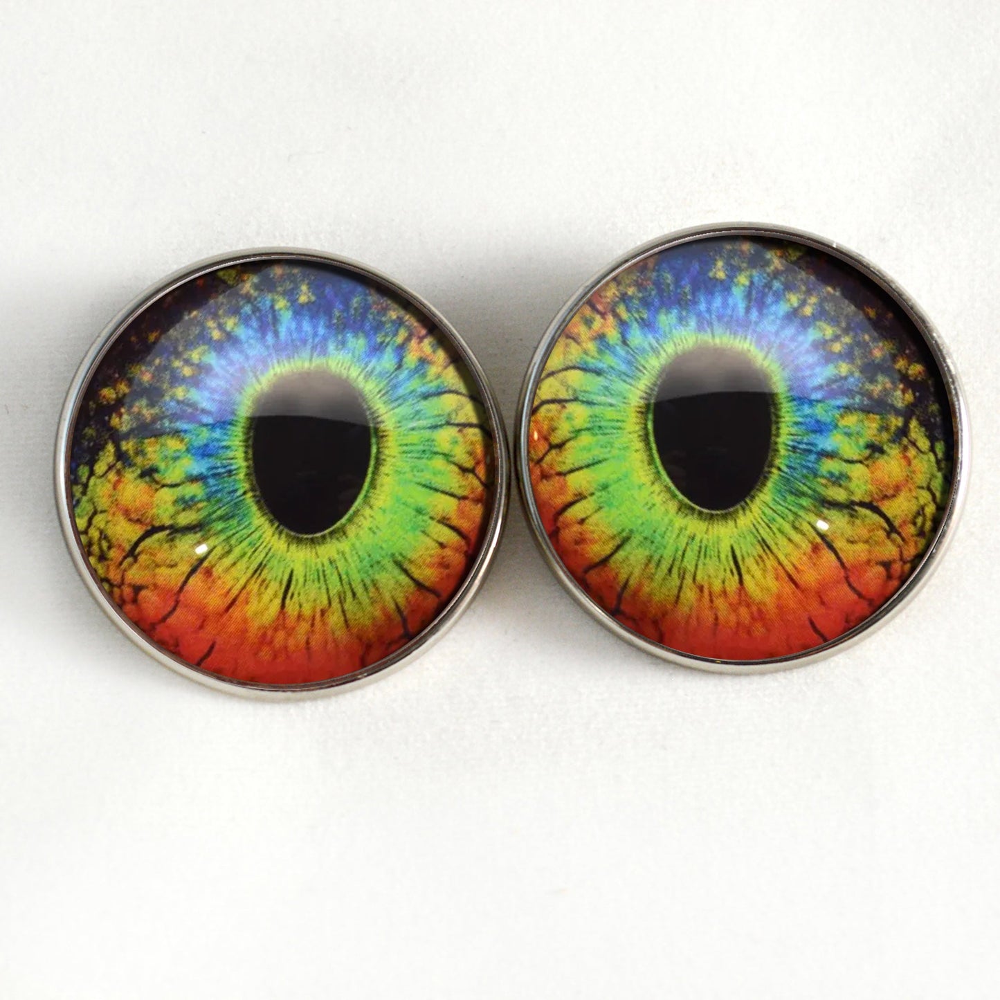 Rainbow Lizard Reptile Inspired Sew-On Button Glass Eyes
