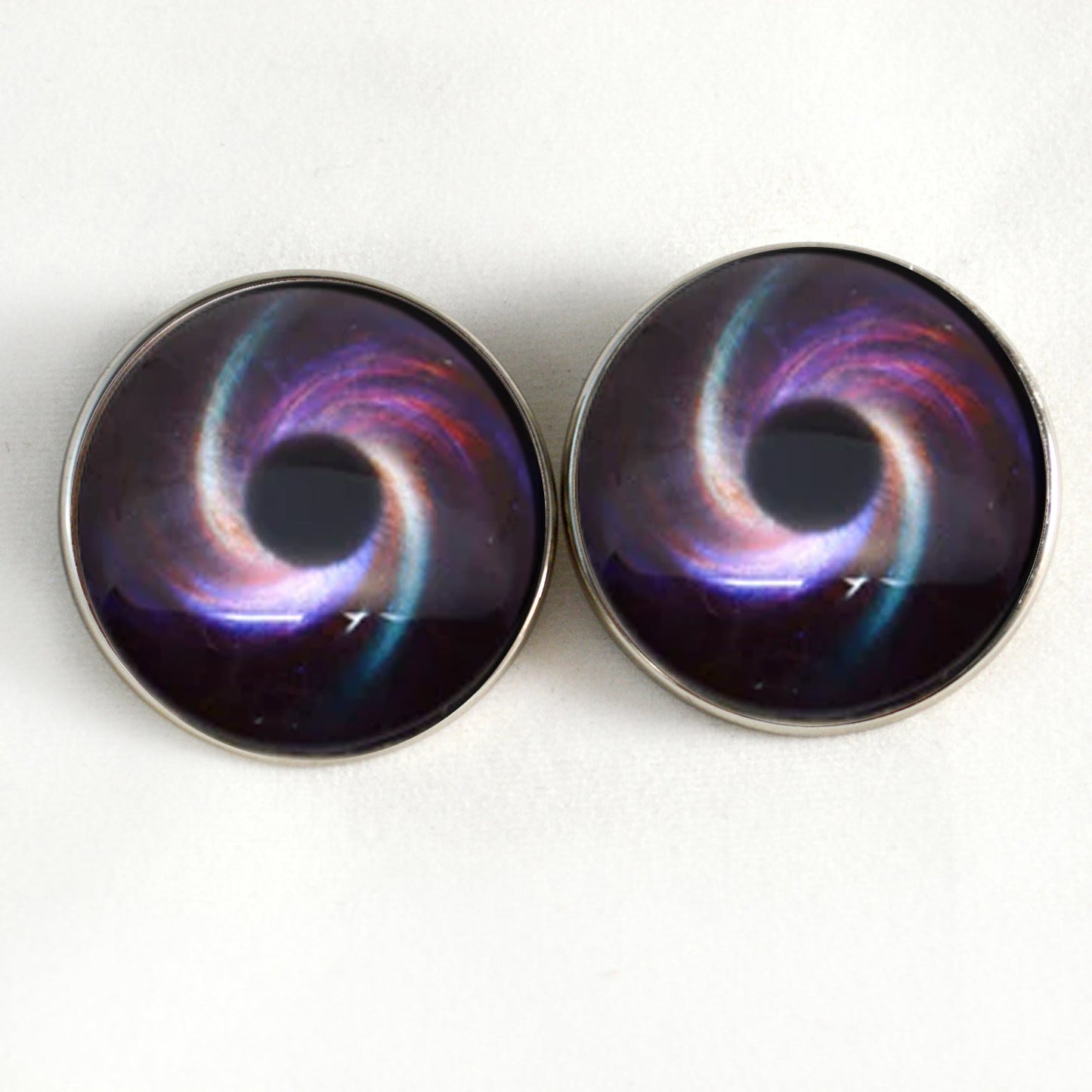 Rainbow Spiral Galaxy Sew-On Button Glass Eyes