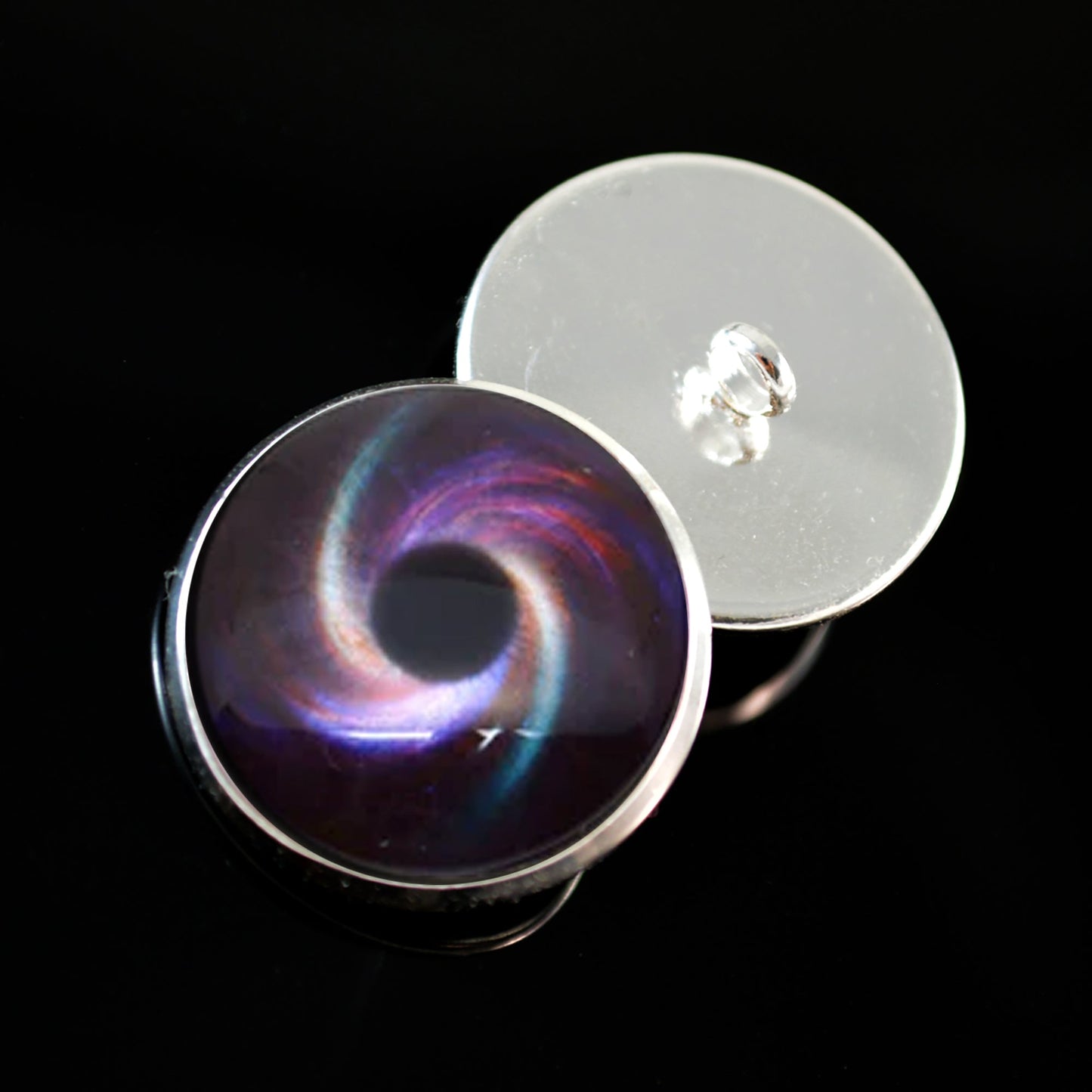Rainbow Spiral Galaxy Sew-On Button Glass Eyes