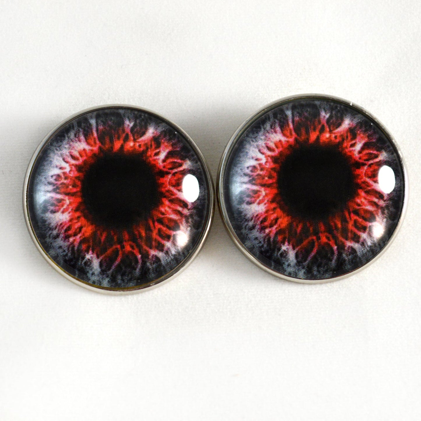 Red Demon Sew-On Button Glass Eyes