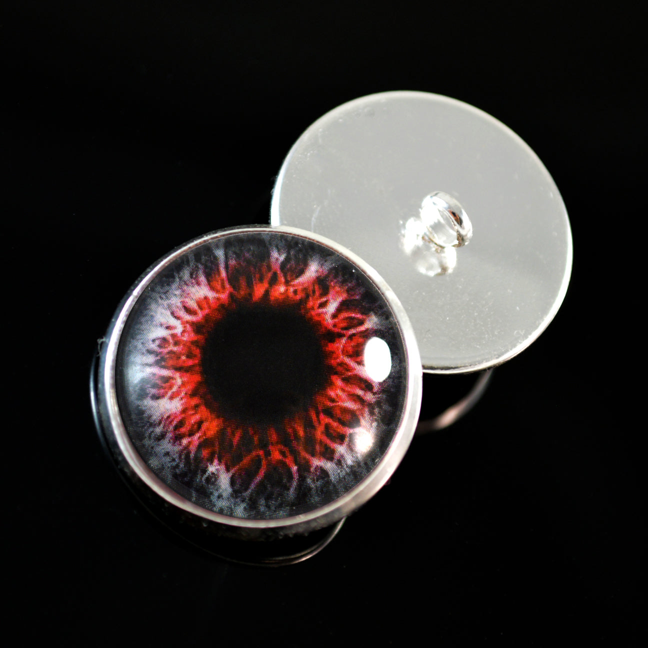 Red Demon Sew-On Button Glass Eyes