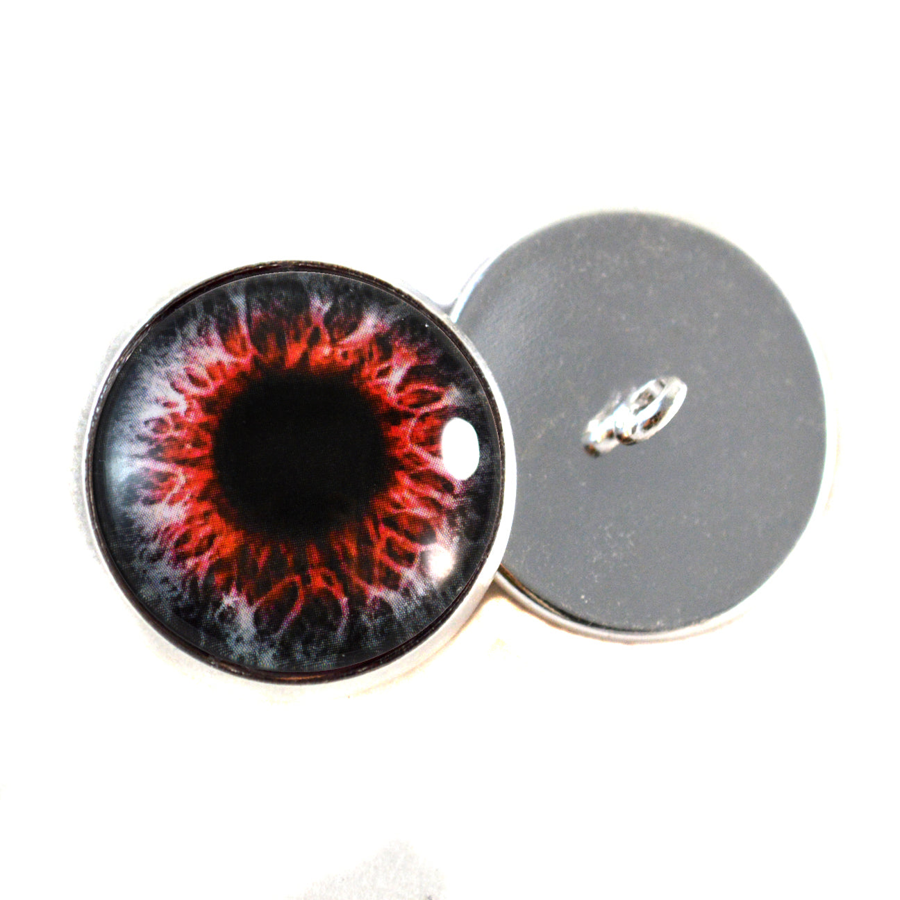 Red Demon Sew-On Button Glass Eyes