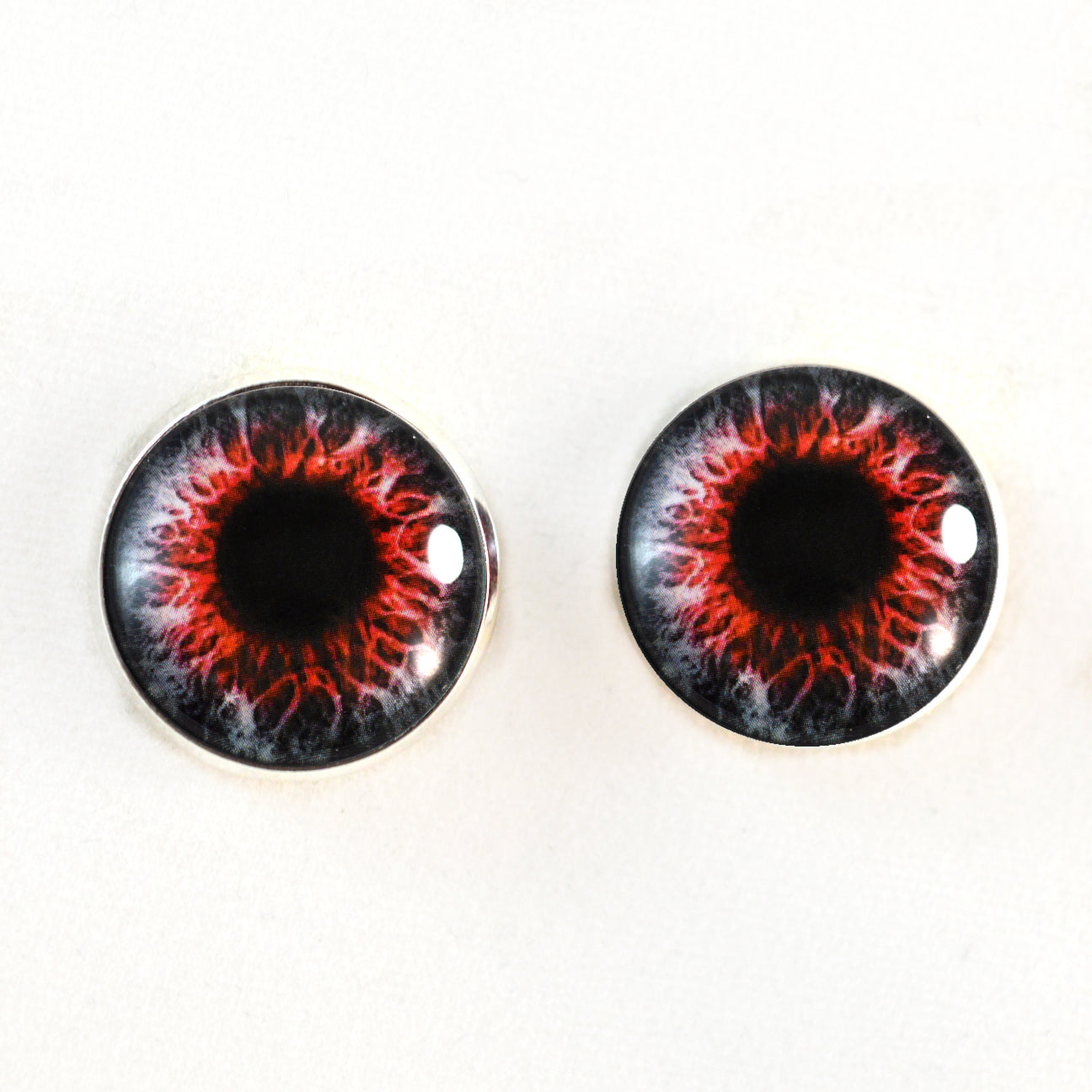 Red Demon Sew-On Button Glass Eyes