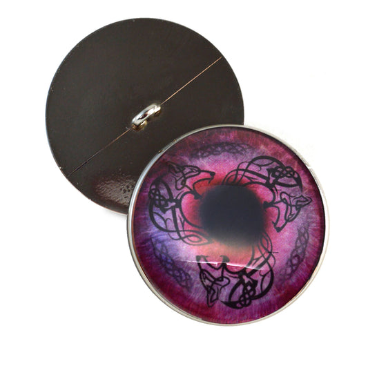 Red Viking Wolf Celtic Fenrir Sew-On Button Glass Eyes
