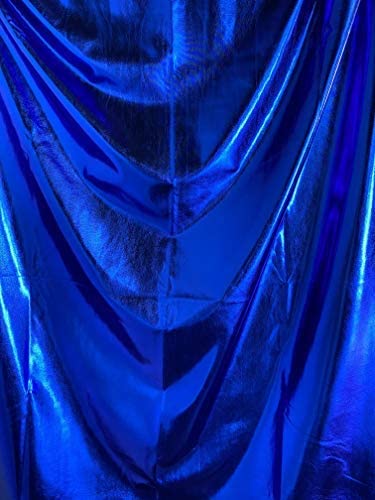 Metallic Lame Foil Spandex Knit Fabric | Royal Blue