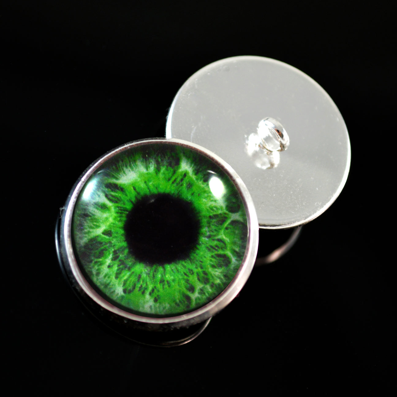 Intense Green Human Sew-On Button Glass Eyes