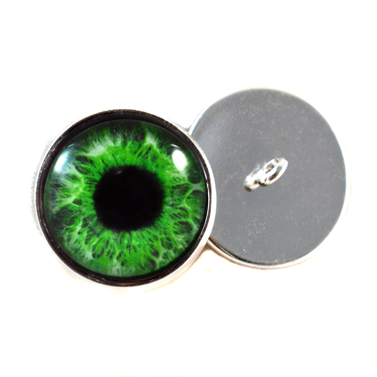 Intense Green Human Sew-On Button Glass Eyes