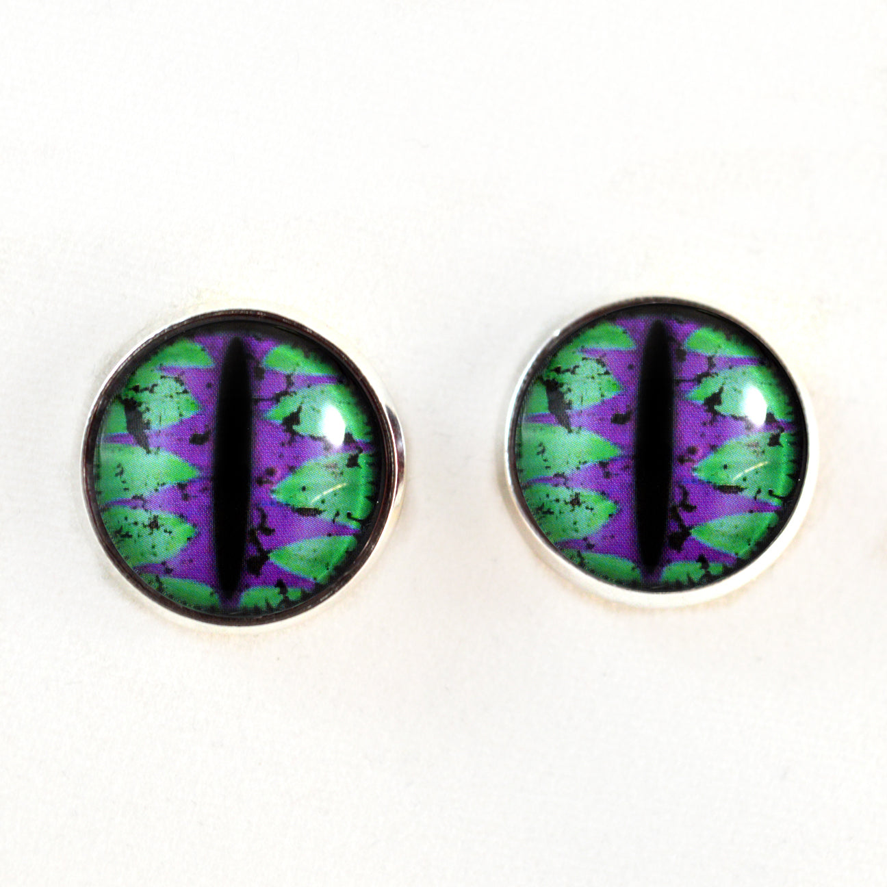 Purple and Teal Green Dragon Sew-On Button Glass Eyes