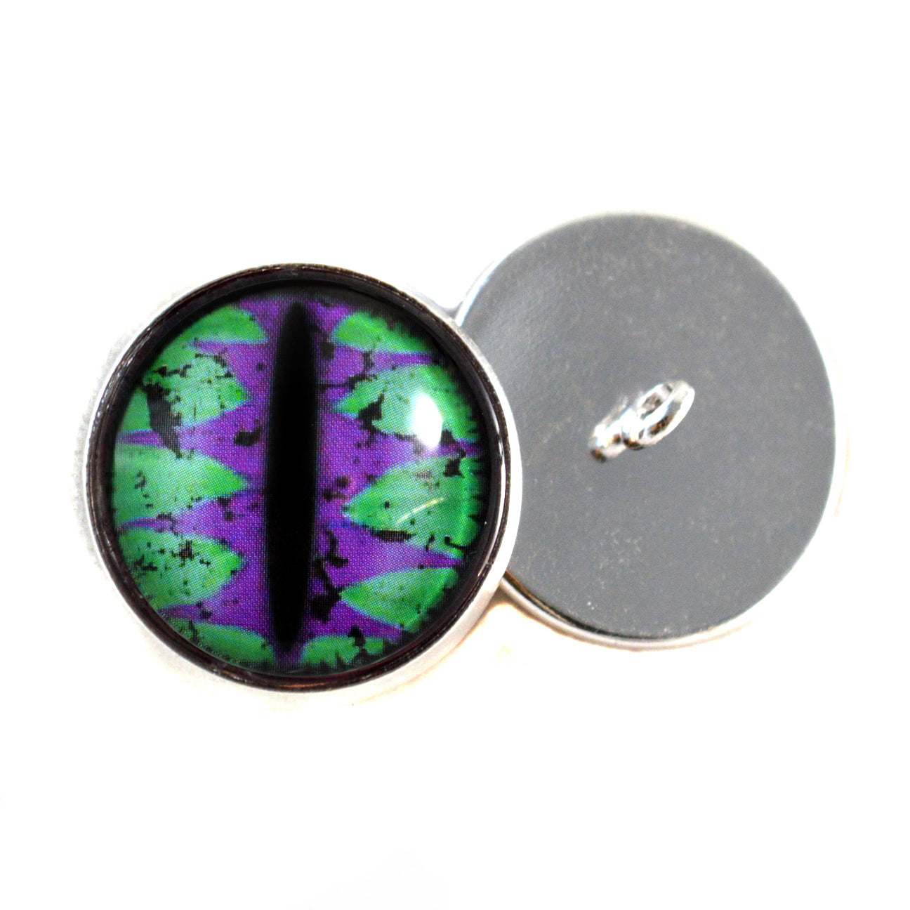 Purple and Teal Green Dragon Sew-On Button Glass Eyes