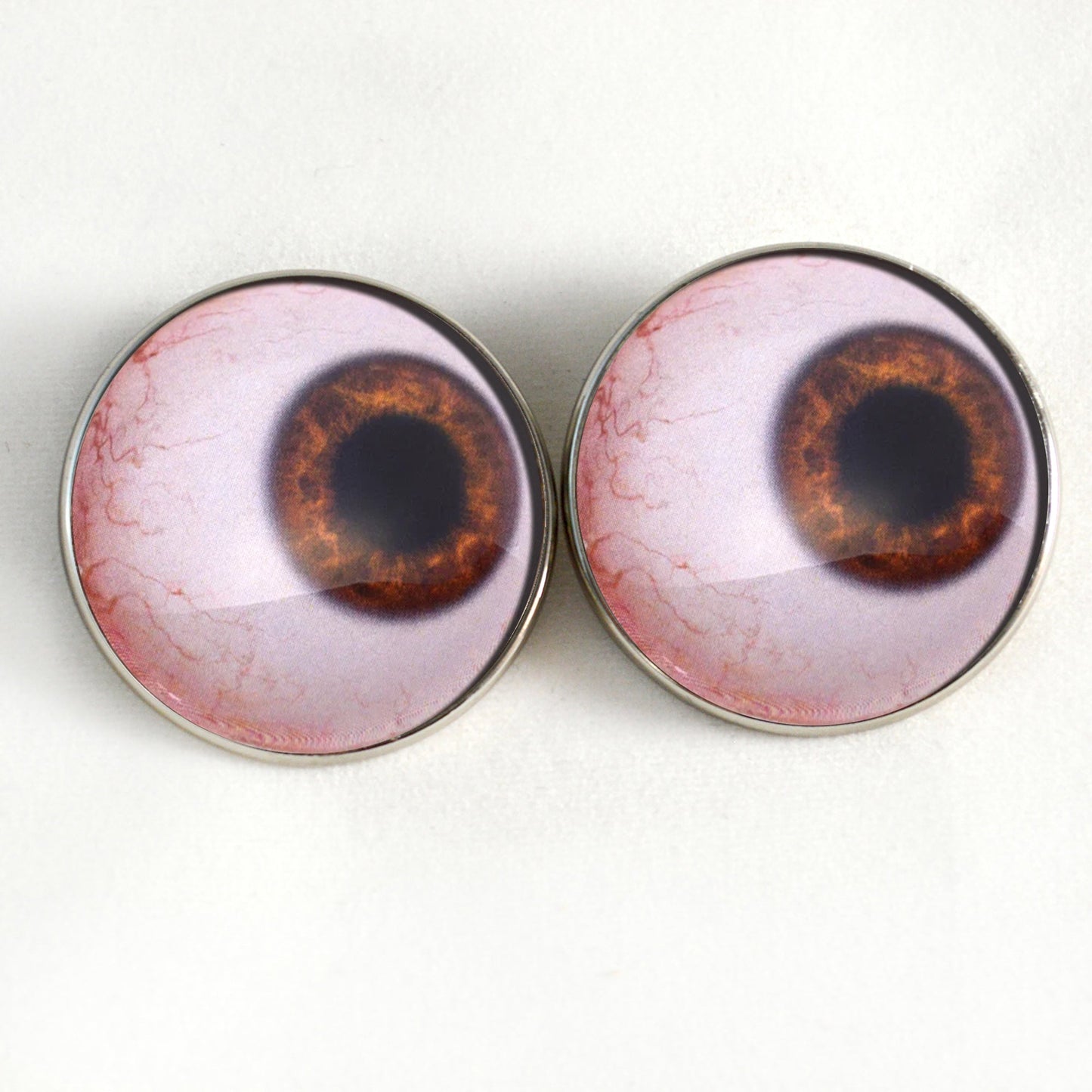 Side Glance Brown Human Sew-On Button Glass Eyes