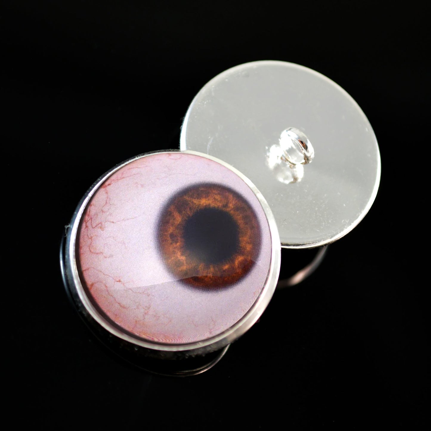 Side Glance Brown Human Sew-On Button Glass Eyes