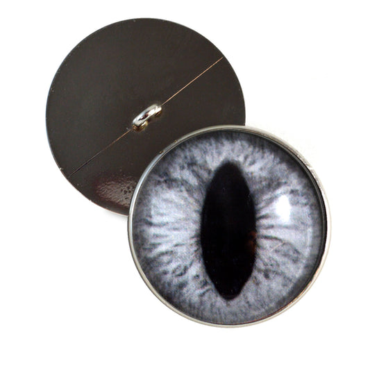 Silver Cat Sew-On Button Glass Eyes