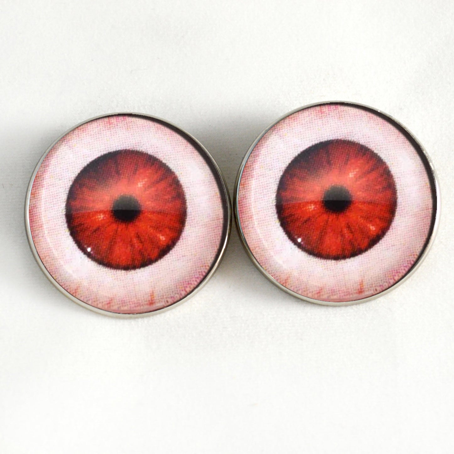 Sinister Scary Red Vampire Sew-On Button Glass Eyes