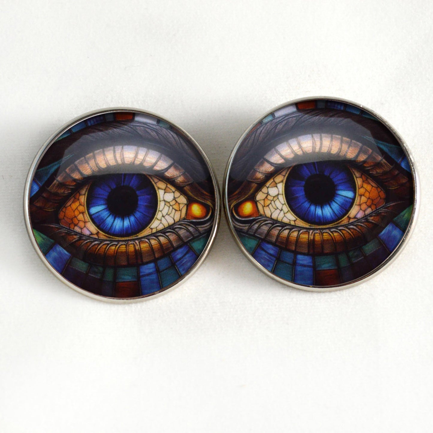Stained Glass Colorful Eyes Sew-On Button Glass Eyes