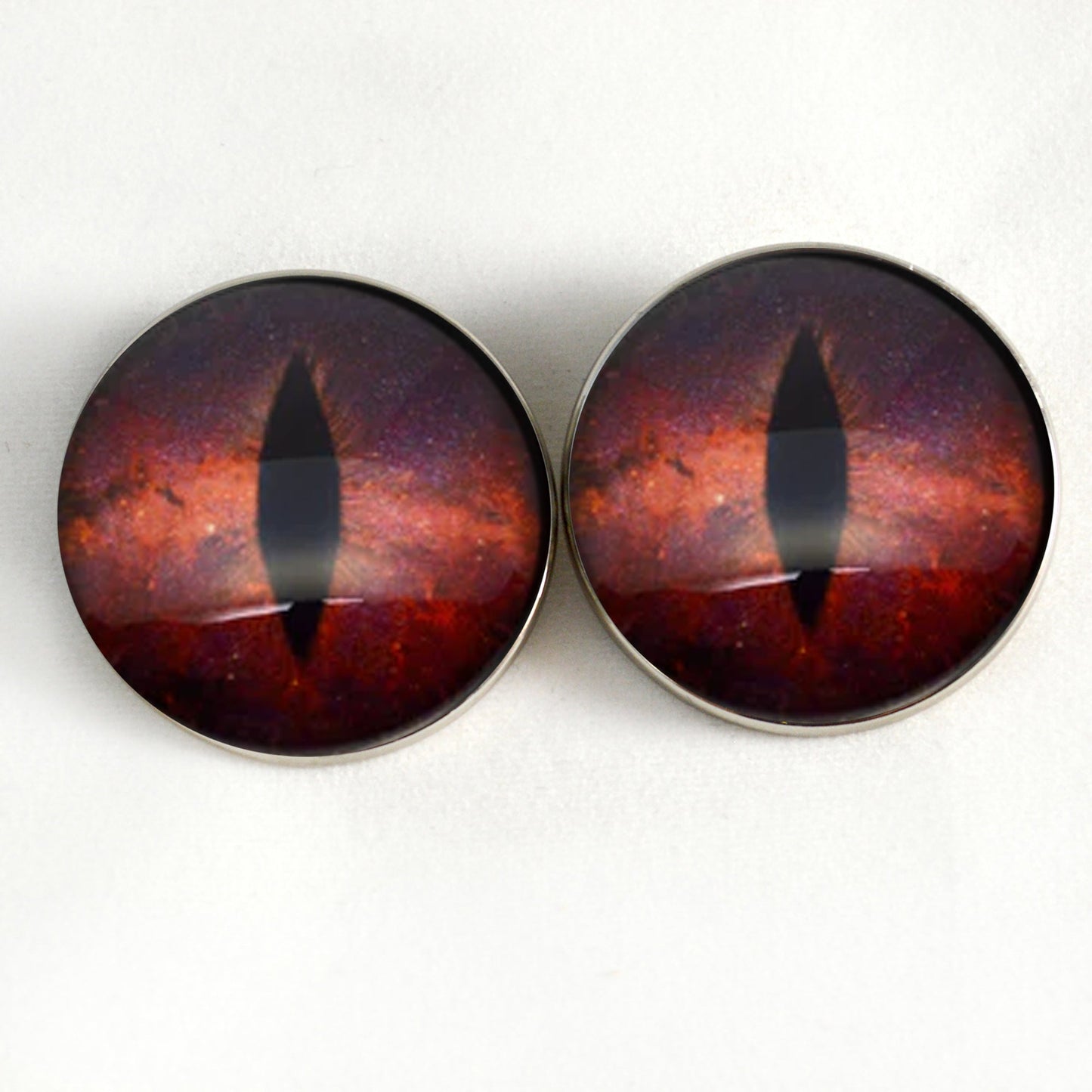 Striking Red Galaxy Dragon Sew-On Button Glass Eyes