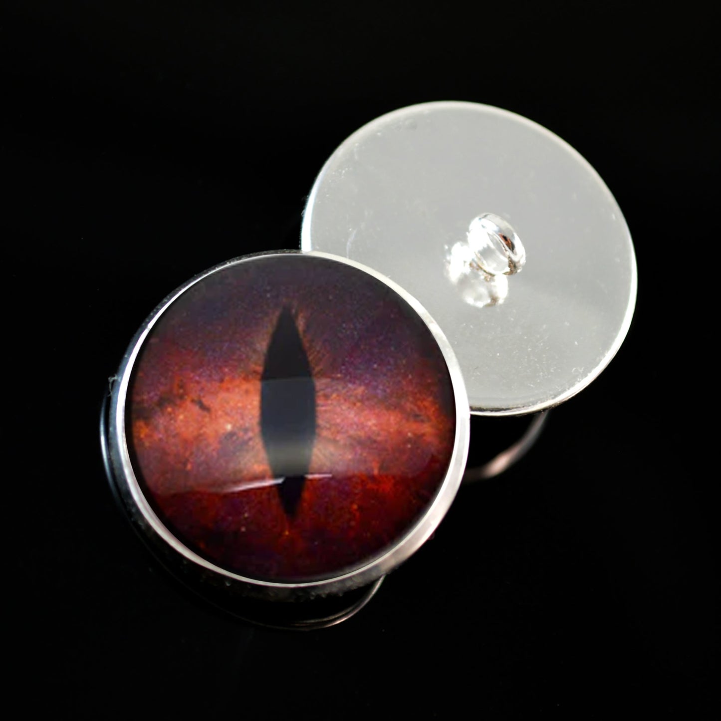 Striking Red Galaxy Dragon Sew-On Button Glass Eyes