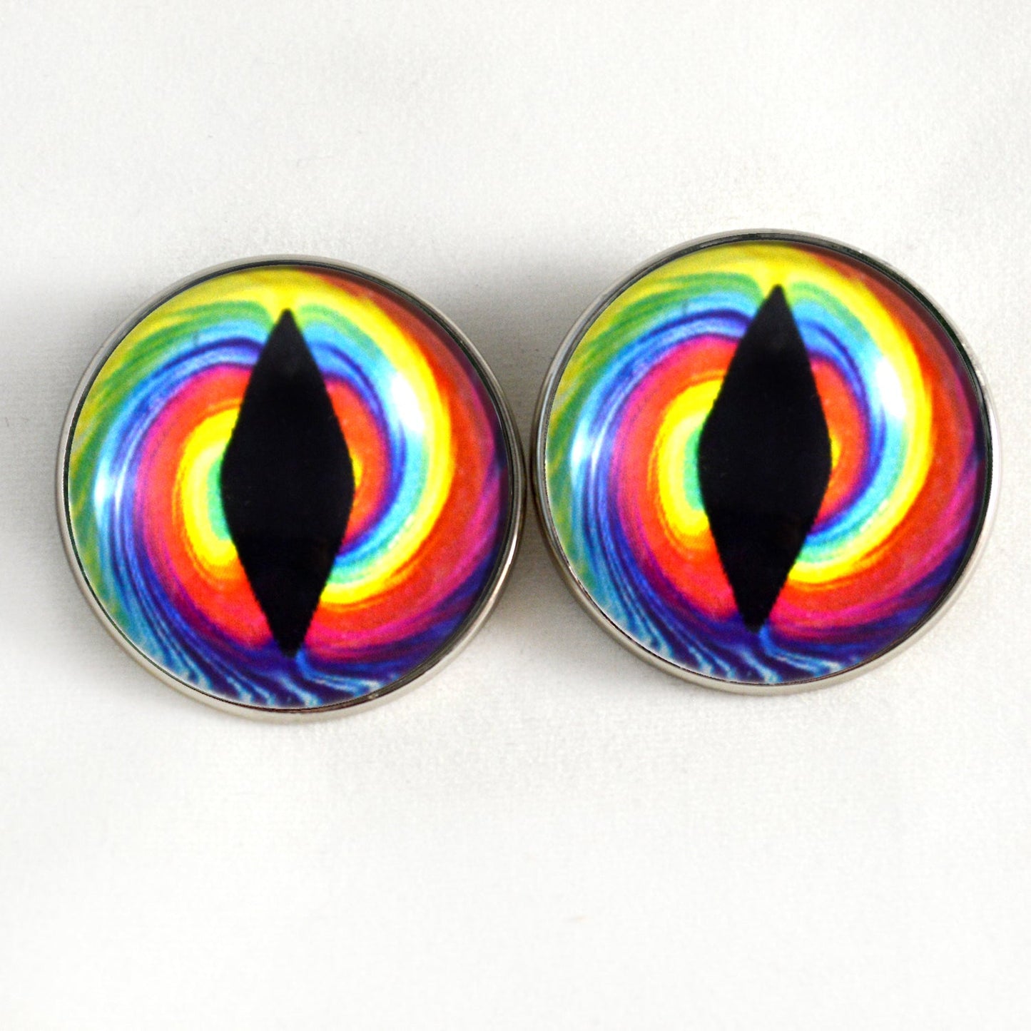 Tie Dye Dragon Sew-On Button Glass Eyes