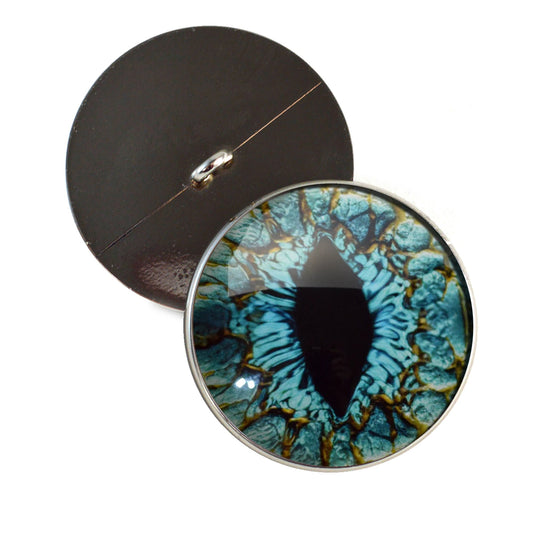 Turquoise Blue Dragon Sew-On Button Glass Eyes