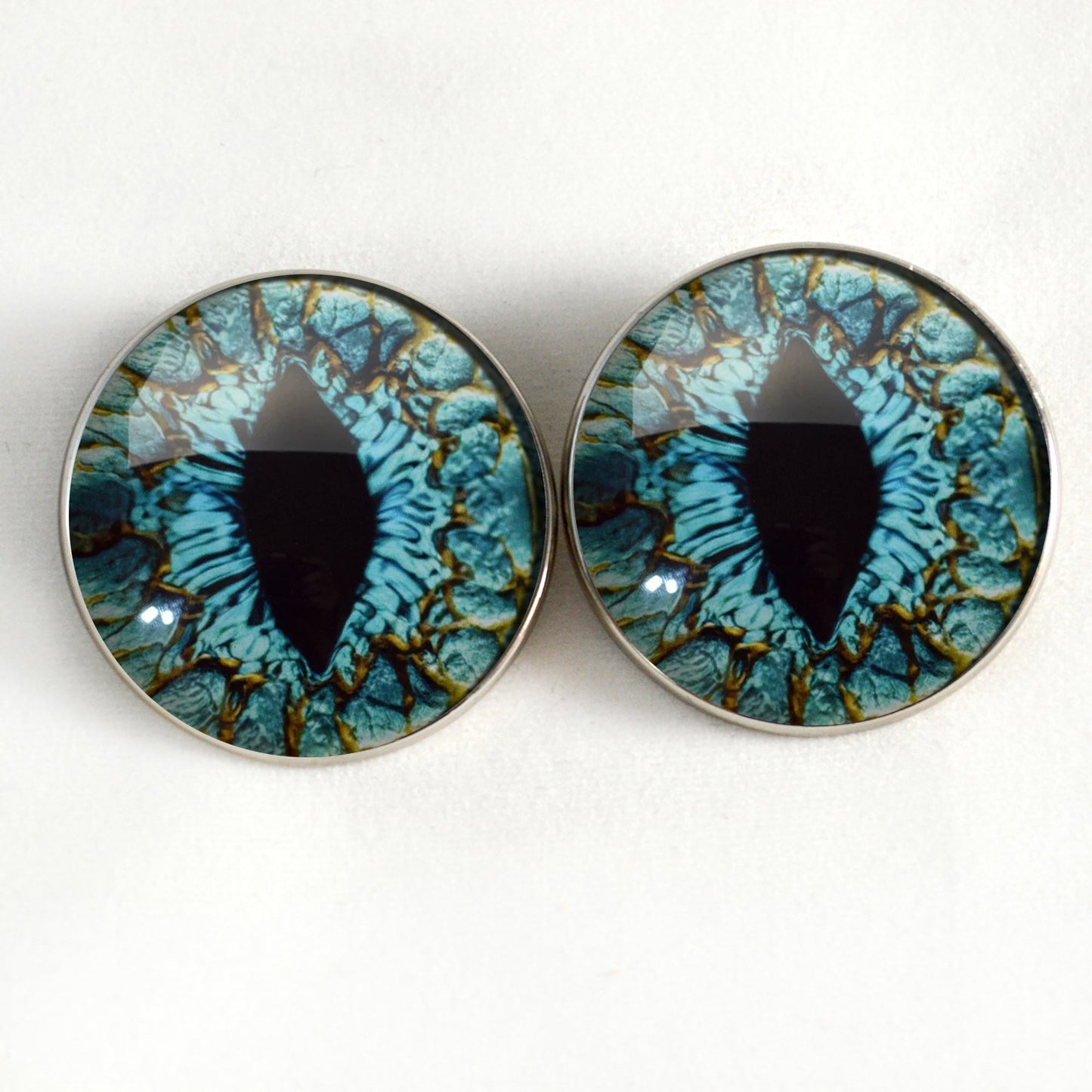 Turquoise Blue Dragon Sew-On Button Glass Eyes