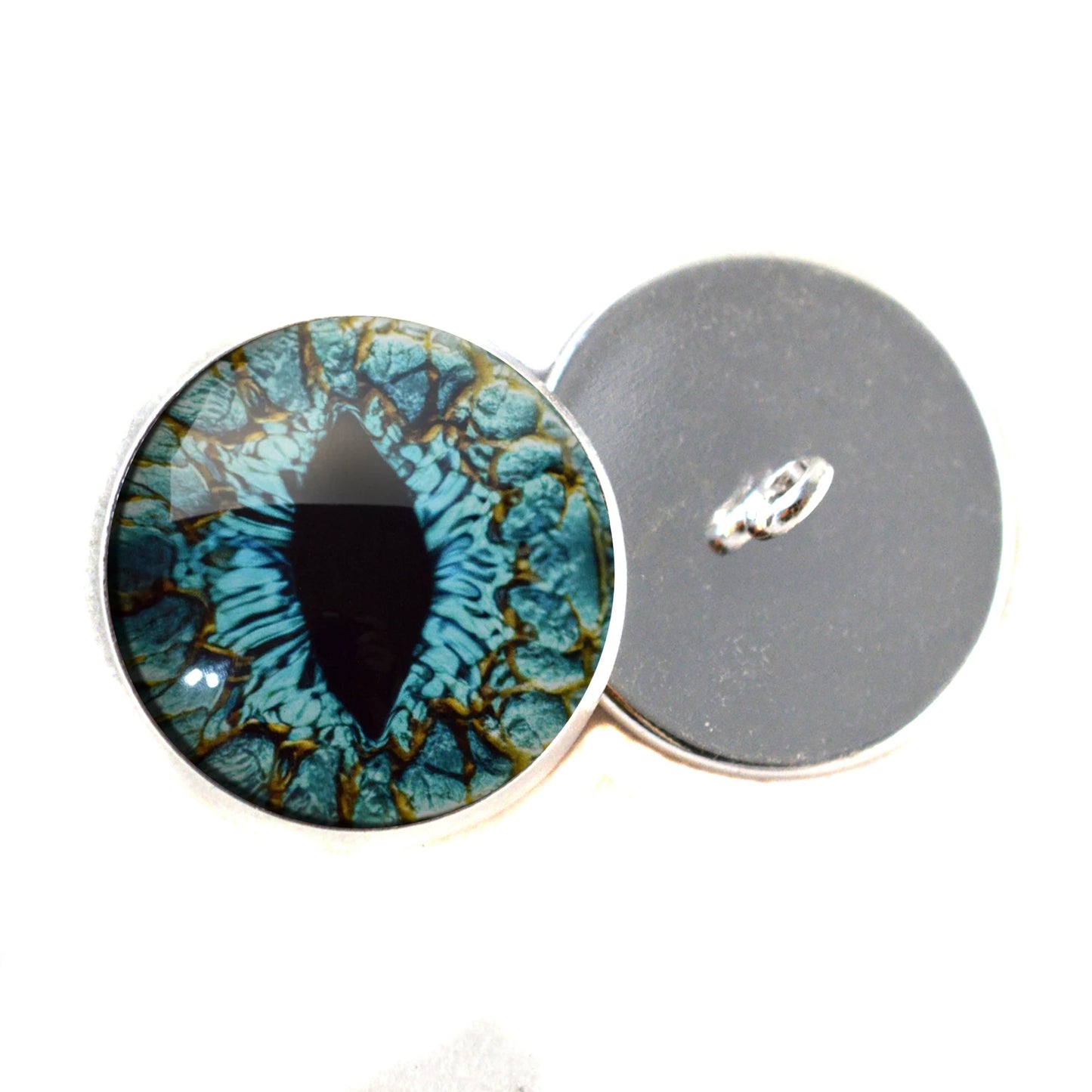 Turquoise Blue Dragon Sew-On Button Glass Eyes