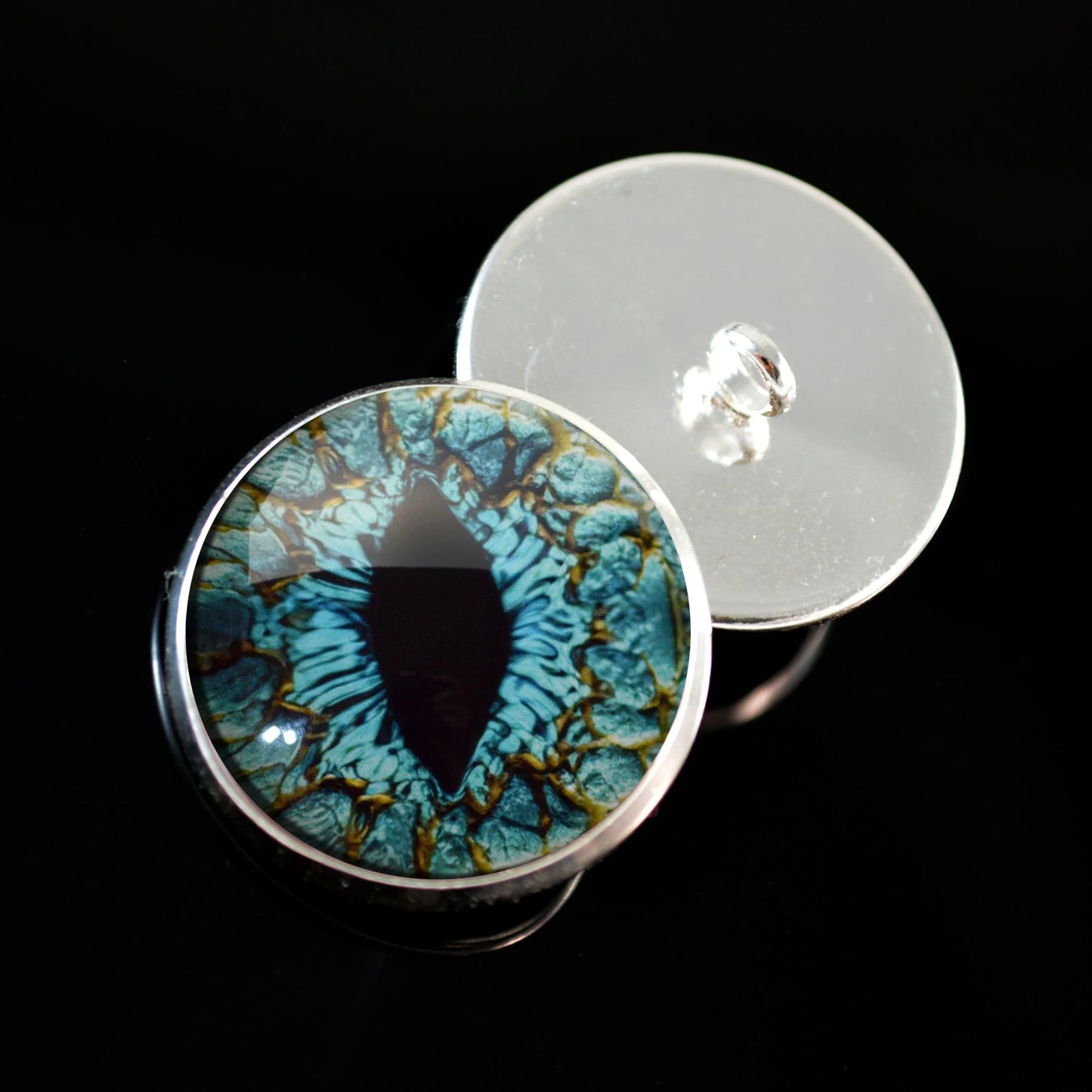Turquoise Blue Dragon Sew-On Button Glass Eyes