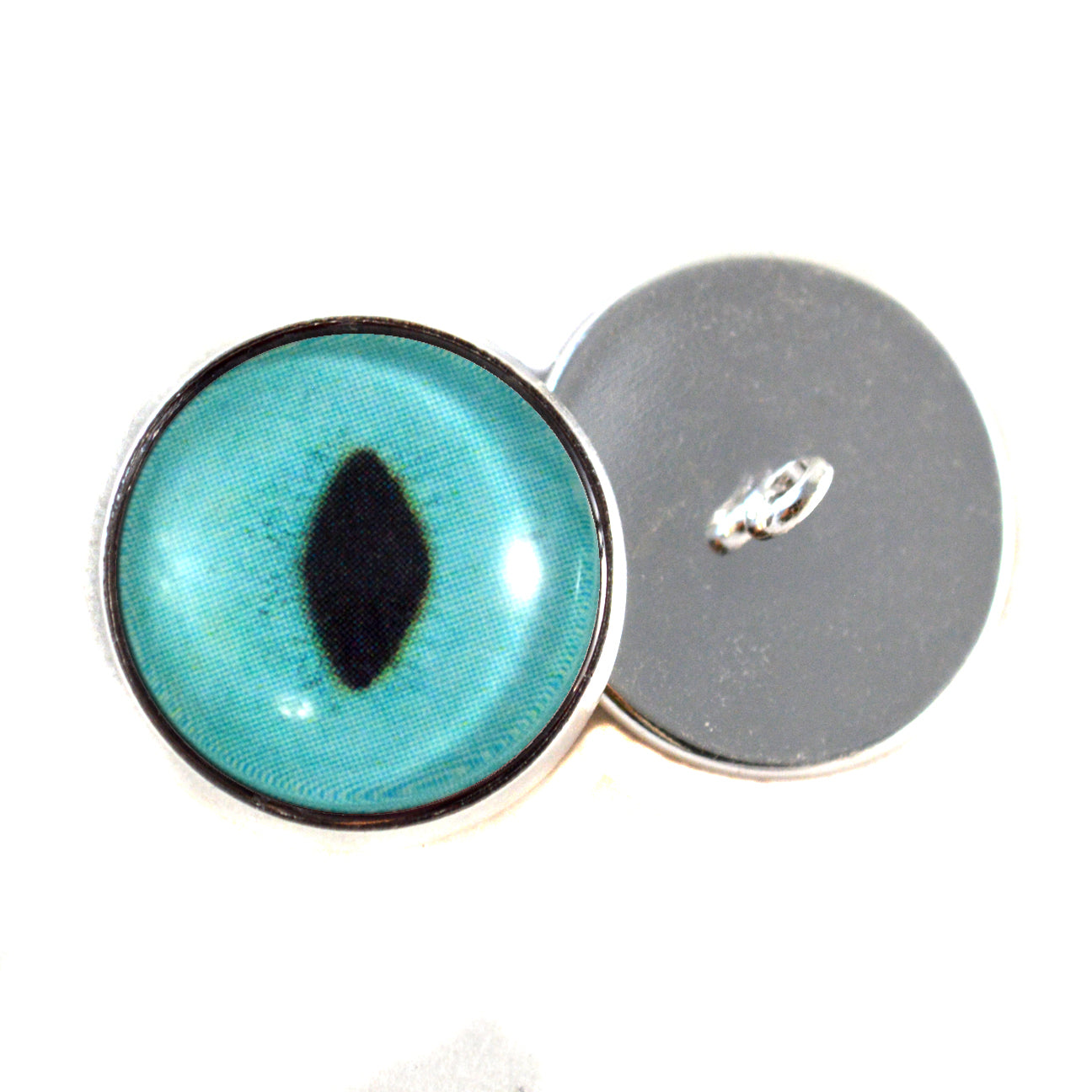Bright Turquoise Cat Sew-On Button Glass Eyes