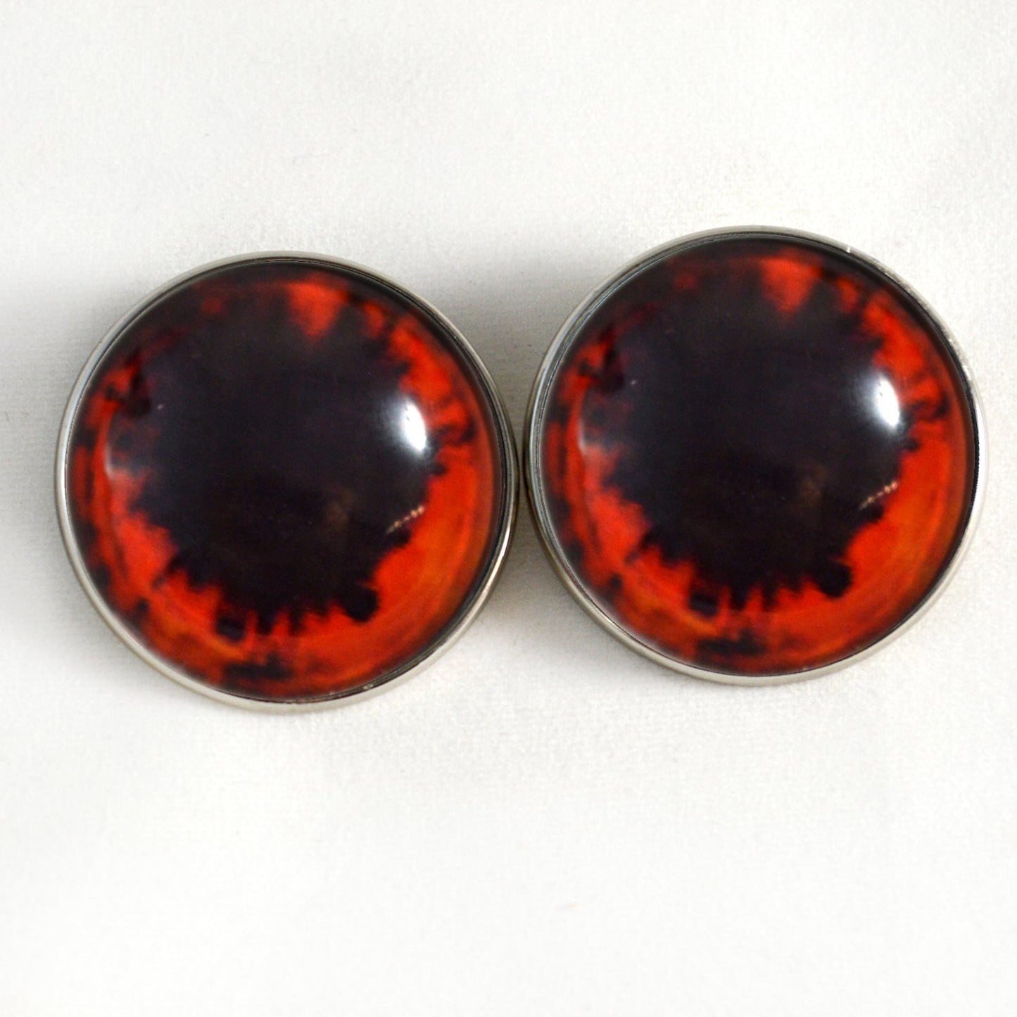 Red Vampire Sew-On Button Glass Eyes